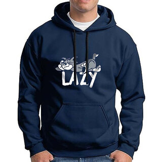 HIT SQUARE Men Blue Printed Hooded Full Sleeve Sweatshirt.