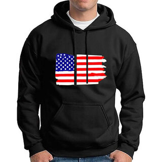 HIT SQUARE Men Black Printed Hooded Full Sleeve Sweatshirt.