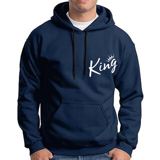 HIT SQUARE Men Blue Printed Hooded Full Sleeve Sweatshirt.