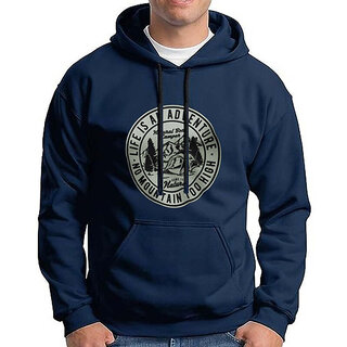 HIT SQUARE Men Blue Printed Hooded Full Sleeve Sweatshirt.