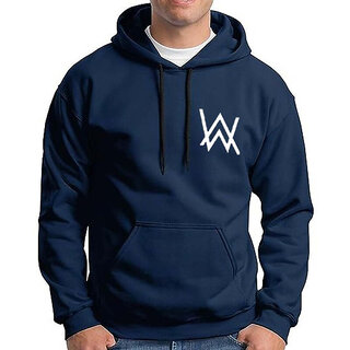 HIT SQUARE Men Blue Printed Hooded Full Sleeve Sweatshirt
