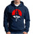 HIT SQUARE Men Dark Blue Printed Hooded Full Sleeve Sweatshirt.