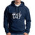 HIT SQUARE Men Blue Printed Hooded Full Sleeve Sweatshirt.
