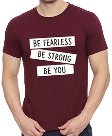 HIT SQUARE Maroon Pure Cotton Round Neck Printed For Men