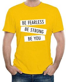 HIT SQUARE Yellow Pure Cotton Round Neck Printed For Men