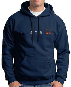 HIT SQUARE Men's Printed Hoodie Full Sleeve Sweatshirt Blue