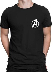 HIT SQUARE Avengers Black Pure Cotton Round Neck Printed For Men