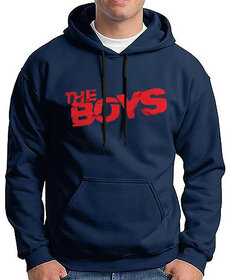 HIT SQUARE Men Blue Printed Hooded Full Sleeve Sweatshirt.