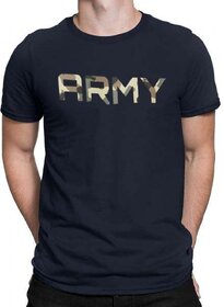 HIT SQUARE Navy Blue Pure Cotton Round Neck Printed For Men