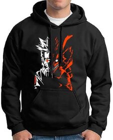 HIT SQUARE Men Black Printed Hooded Full Sleeve Sweatshirt.