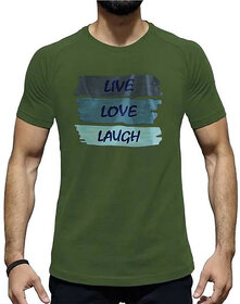 HIT SQUARE Olive Pure Cotton Round Neck Printed For Men