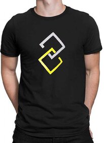 HIT SQUARE Black Pure Cotton Round Neck Printed For Men