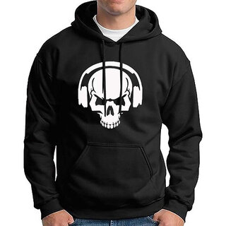 HIT SQUARE Men Black Printed Hooded Full Sleeve Sweatshirt.