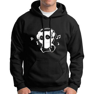 HIT SQUARE Men Black Printed Hooded Full Sleeve Sweatshirt.