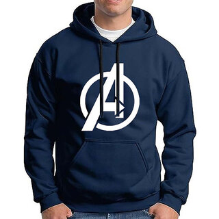 HIT SQUARE Men Blue Printed Hooded Full Sleeve Sweatshirt.