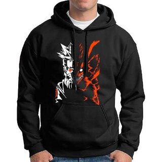 HIT SQUARE Men Black Printed Hooded Full Sleeve Sweatshirt.