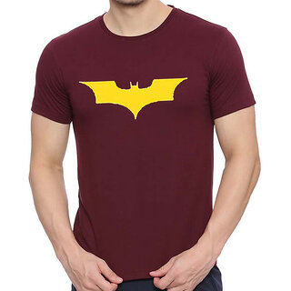 HIT SQUARE Maroon Pure Cotton Round Neck Printed For Men