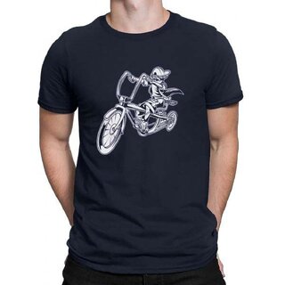 HIT SQUARE Navy Blue Pure Cotton Round Neck Printed For Men