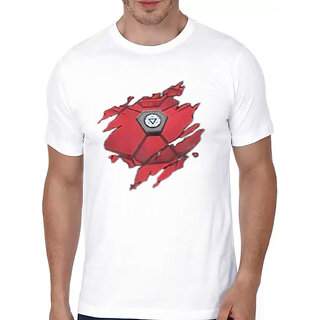 HIT SQUARE White Pure Cotton Round Neck Printed For Men