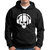 HIT SQUARE Men Black Printed Hooded Full Sleeve Sweatshirt.