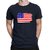 HIT SQUARE USA_flag logo Navy Blue Pure Cotton Round Neck Printed For Men