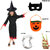 Kaku Fancy Dresses Halloween Witch Costume With Hat, Teeth, Mask, Nails  Pumpkin Bag For Kids
