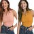Trendy Women Sleeveless Peach  Mustard Collar Tops  Tunics