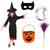 Kaku Fancy Dresses Spooky Witch Costume With Hat, Teeth, Mask, Witch Broom  Pumpkin Bag Set For Kids