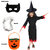 Kaku Fancy Dresses Spooky Halloween Witch Costume With Hat, Teeth, Mask  Pumpkin Bag Set For Kids