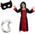 Kaku Fancy Dresses Scary Halloween Cosplay Red Black Witch Costume Gown With Teeth  Mask Set for Kids