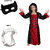 Kaku Fancy Dresses Scary Halloween Cosplay Red Black Witch Costume Gown With Teeth  Mask Set for Kids