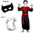 Kaku Fancy Dresses Red & Black Dracula Costume With Vampire Teeth & Face Mask For Kids Halloween Costume Party