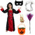 Kaku Fancy Dresses Halloween Witch Costume Gown With Teeth, Mask, Nail  Witch Broom  Pumpkin Bag Set for Kids