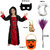 Kaku Fancy Dresses Halloween Witch Costume Gown With Teeth, Mask, Nail  Witch Broom  Pumpkin Bag Set for Kids