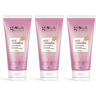 Globus Naturals Rice Ceramide Radiance Face Wash Enriched with Green Tea  Vitamin E Ayurvedic Preparation Paraben Free Gentle  Mild Suitable For All Skin Types 75 gm Pack of 3