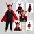 Kaku Fancy Dresses Red Robe Hooded Cape with Devil Horn and Pumpkin Basket for Halloween Costume for Kids - Red