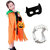 Kaku Fancy Dresses Pumpkin Robe Cape with Black Eyepatch & Devil Teeth for Halloween Costume for Kids - Orange