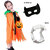 Kaku Fancy Dresses Pumpkin Robe Cape with Black Eyepatch & Devil Teeth for Halloween Costume for Kids - Orange