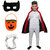 Kaku Fancy Dresses Halloween Dracula Robe, Teeth, Eyepatch, Pumkin Candy Basket For Kids | Halloween Costume Set
