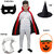 Kaku Fancy Dresses Halloween Dracula Robe, Teeth, Hat, Eye-patch, Candy Basket Set For Kids | Vampire Costume Set