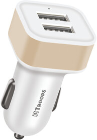 TP TROOPS Dual Port Car Charger, 20W Quick Charging, 2.4A, Dual USB Port Output, Fast Charge, Smart IC Protection
