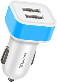 TP TROOPS Dual Port Car Charger, 20W Quick Charging, 2.4A, Dual USB Port Output, Fast Charge, Smart IC Protection