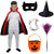 Kaku Fancy Dresses Halloween Robe Cape with Devil Teeth, Eyepatch, Witch Hat, Broomstick and Candy Basket for Kids