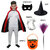 Kaku Fancy Dresses Halloween Robe Cape with Devil Teeth, Eyepatch, Witch Hat, Broomstick and Candy Basket for Kids