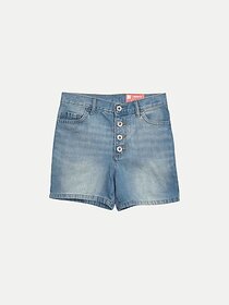 Rad Prix Short For Girls Casual Dyed/Washed Denim (Blue, Pack Of 1)
