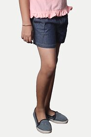 Rad Prix Short For Girls Casual Solid Pure Cotton (Dark Blue, Pack Of 1)