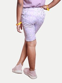 Rad Prix Short For Girls Casual Printed Pure Cotton (Purple, Pack Of 1)