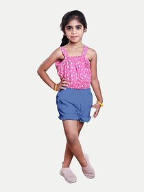Rad Prix Short For Girls Casual Printed Pure Cotton (Blue, Pack Of 1)