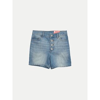 Rad Prix Short For Girls Casual Dyed/Washed Denim (Blue, Pack Of 1)