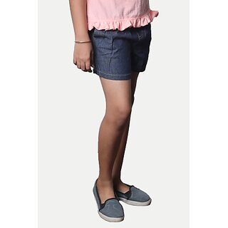 Rad Prix Short For Girls Casual Solid Pure Cotton (Dark Blue, Pack Of 1)